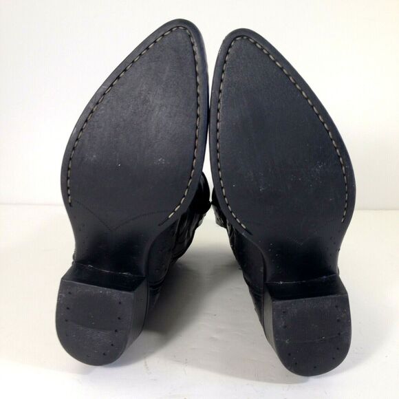 A Jama Product Black Leather Cowboy Western Pull On Boots Kids Style OJ 9110 030 - Picture 10 of 11